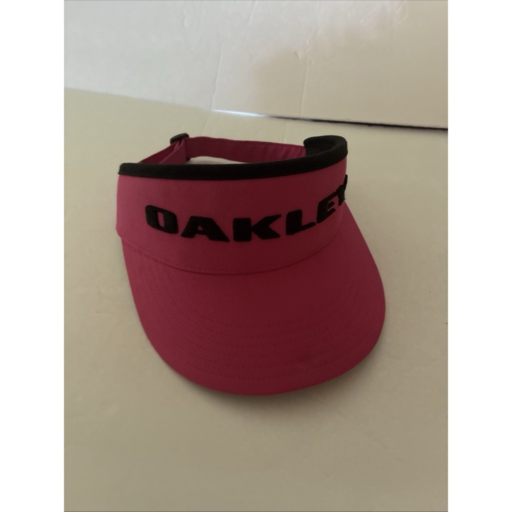 Oakley Hydrolix High Crown Visor Vtg Y2K Performance Pink Black Spellout Golf